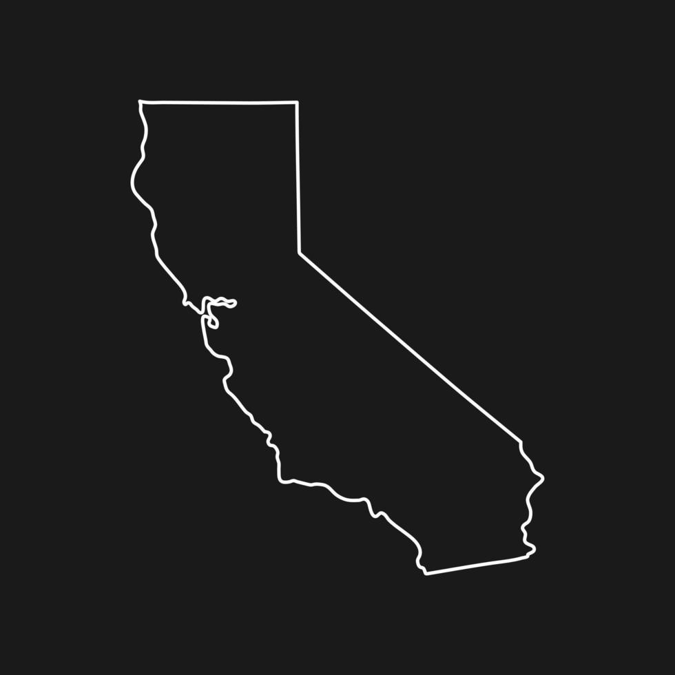 mapa da Califórnia em fundo preto vetor