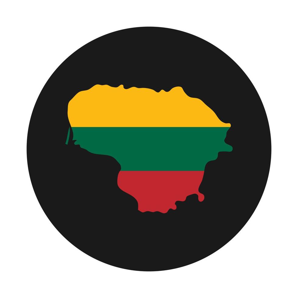 silhueta do mapa da Lituânia com bandeira em fundo preto vetor