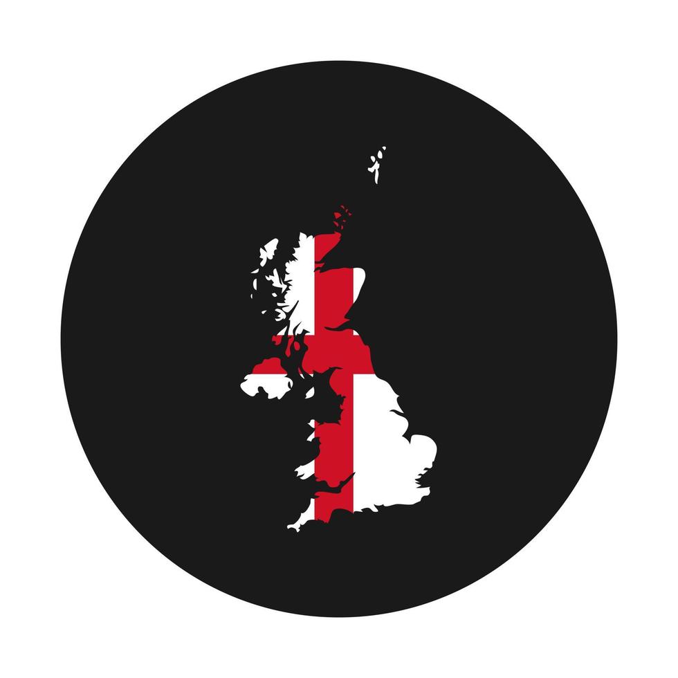 silhueta do mapa da inglaterra com bandeira em fundo preto vetor