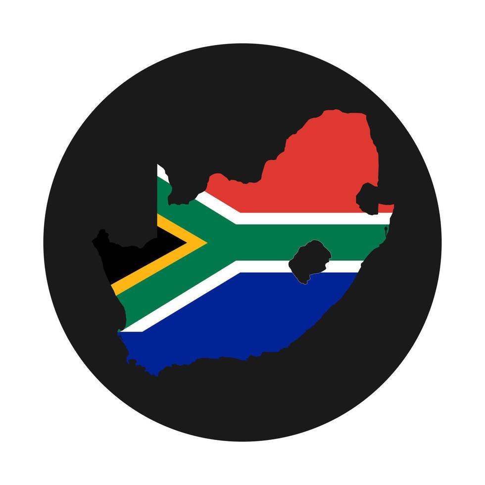 silhueta do mapa da áfrica do sul com bandeira em fundo preto vetor