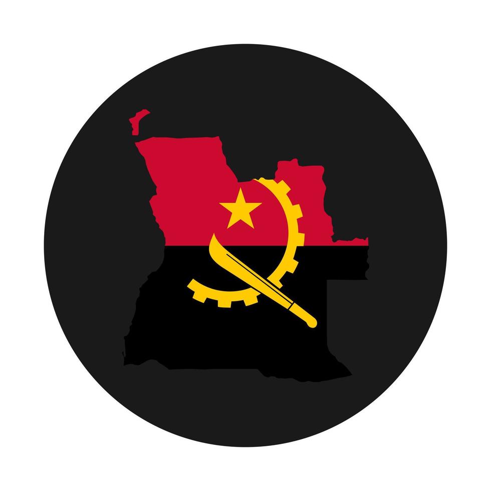 silhueta do mapa de angola com bandeira no fundo preto vetor