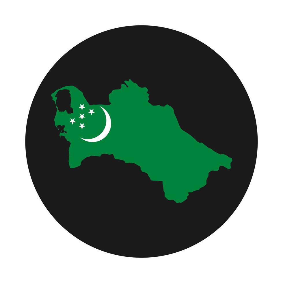 silhueta do mapa do Turcomenistão com a bandeira no fundo preto vetor