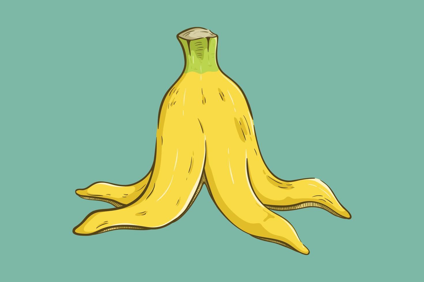 casca de banana com estilo colorido desenhado à mão vetor