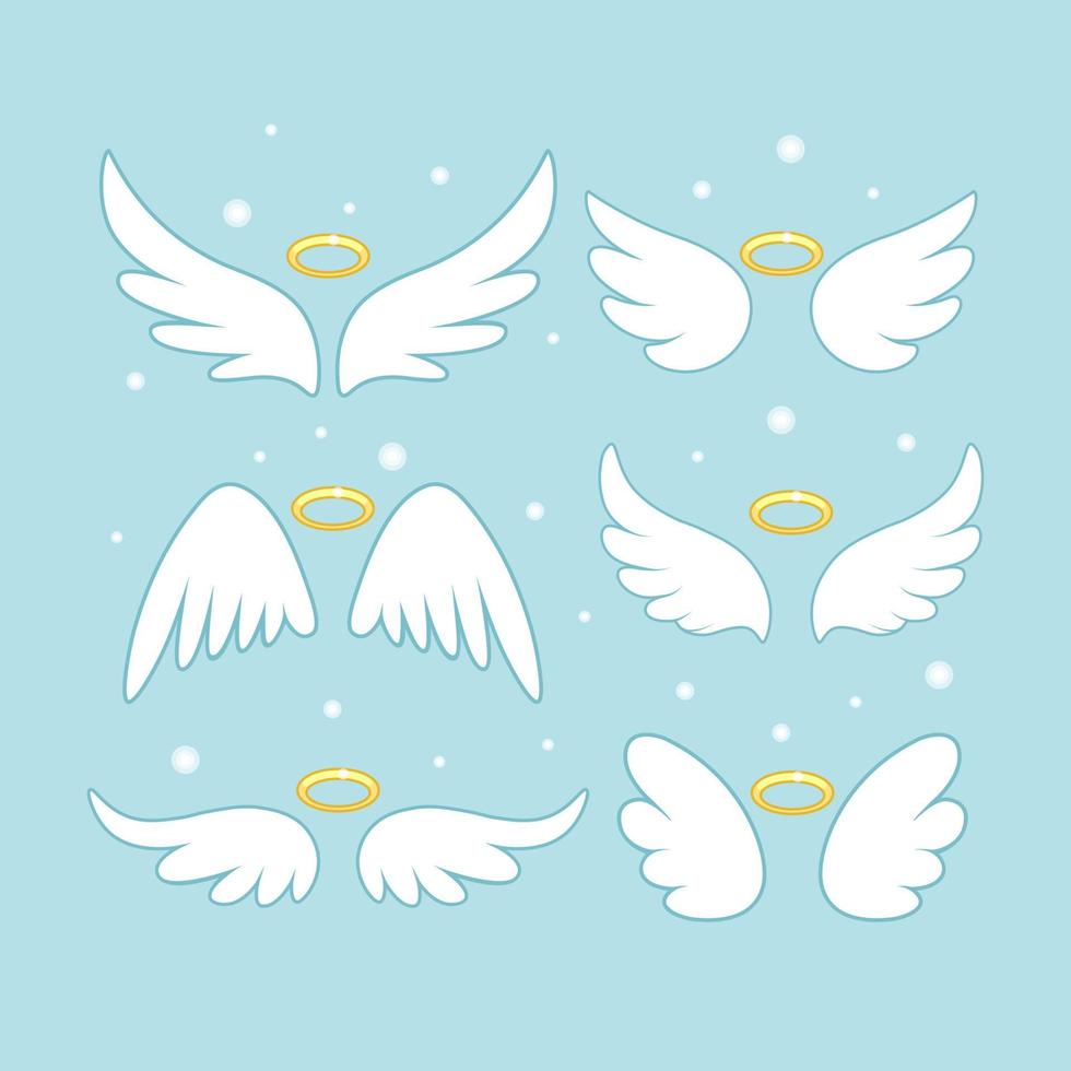 brilhar asas de fada anjo com ouro nimbus, halo isolado no fundo. desenho de desenho vetorial. vetor