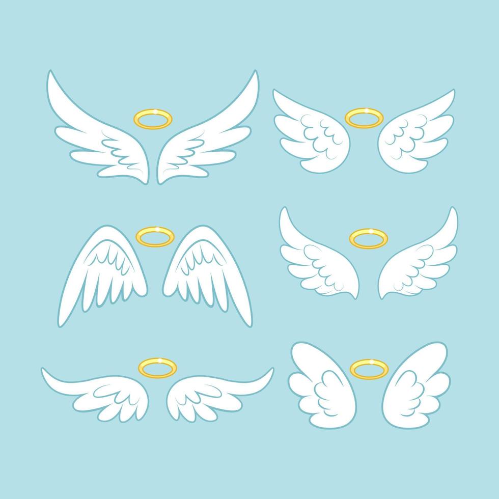 brilhar asas de fada anjo com ouro nimbus, halo isolado no fundo. desenho de desenho vetorial. vetor