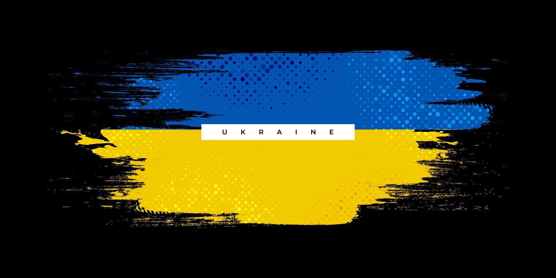 bandeira da ucrânia com conceito de pincel. bandeira da ucrânia em estilo grunge. reze pela Ucrânia. bandeira de pincel pintado à mão do país da ucrânia vetor