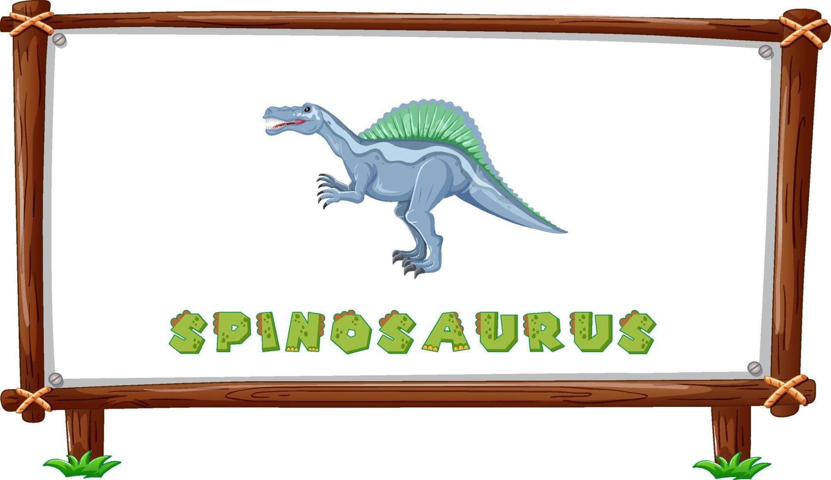 modelo de quadro com dinossauros e design de espinossauro de texto dentro vetor