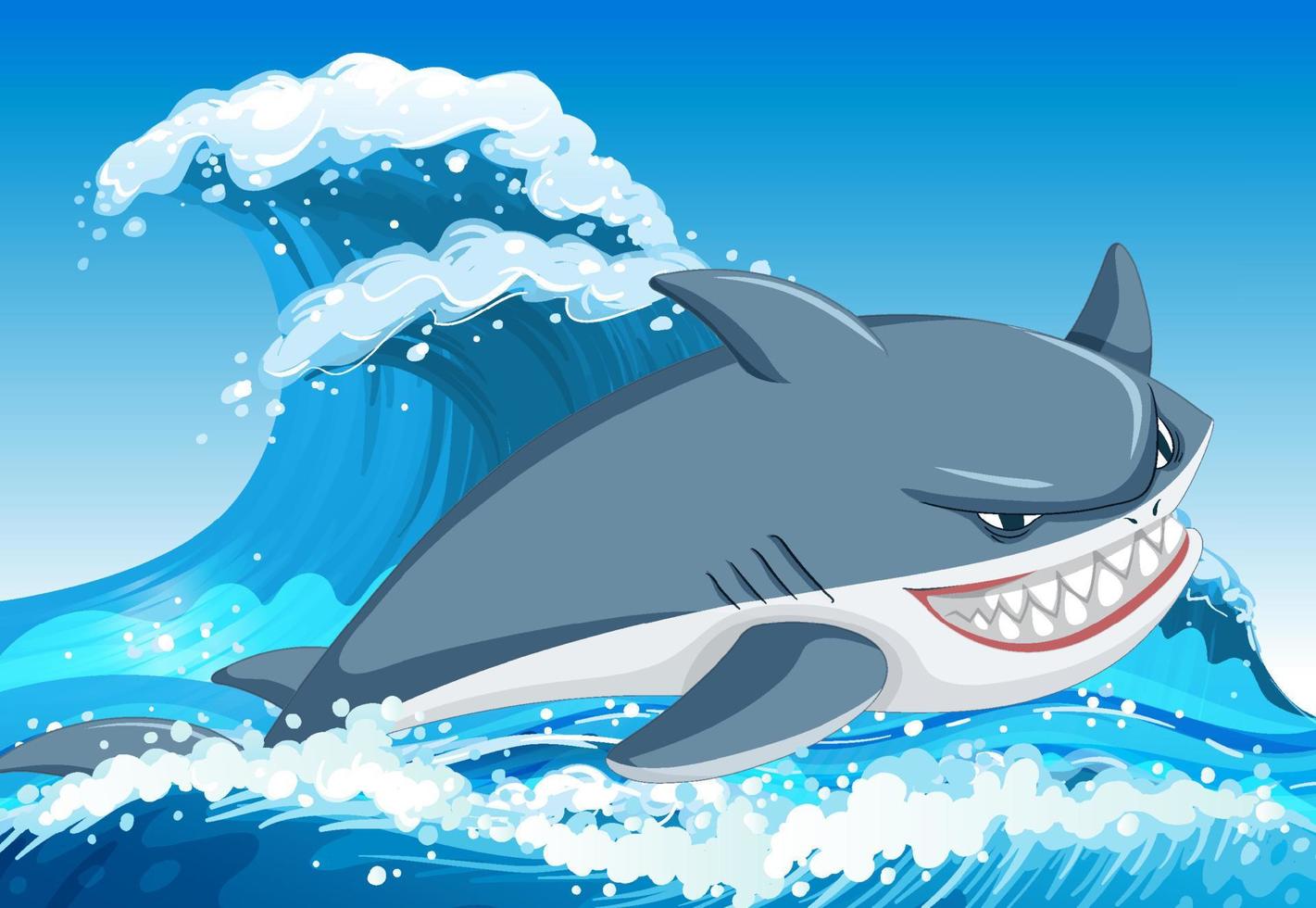 conceito de ataque de tubarão com tubarão agressivo vetor