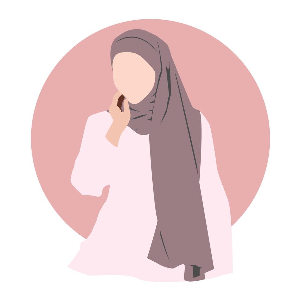 ilustração de estilo simples de linda mulher muçulmana usando hijab vetor