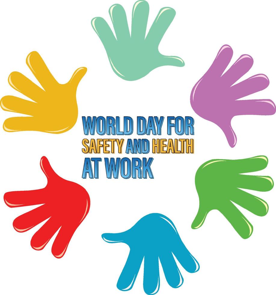 design de pôster para o dia mundial da saúde de segurança no trabalho vetor