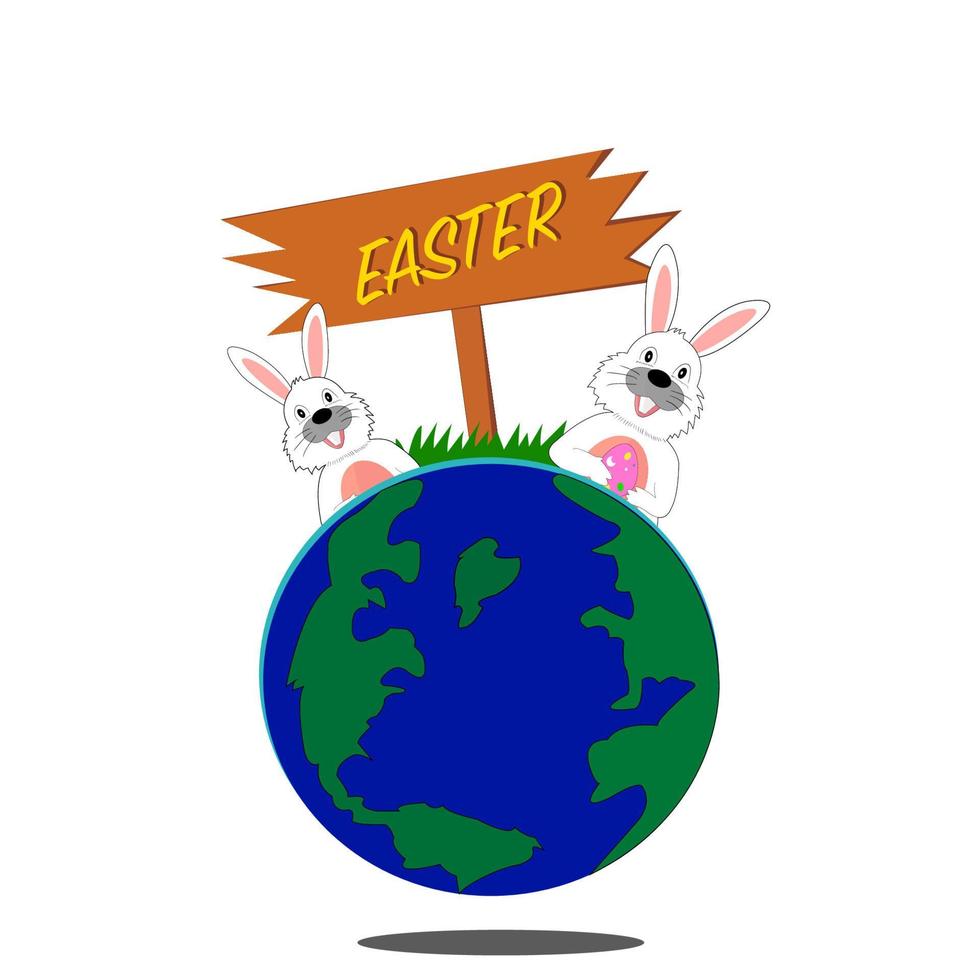 festival de páscoa e coelho na terra vetor