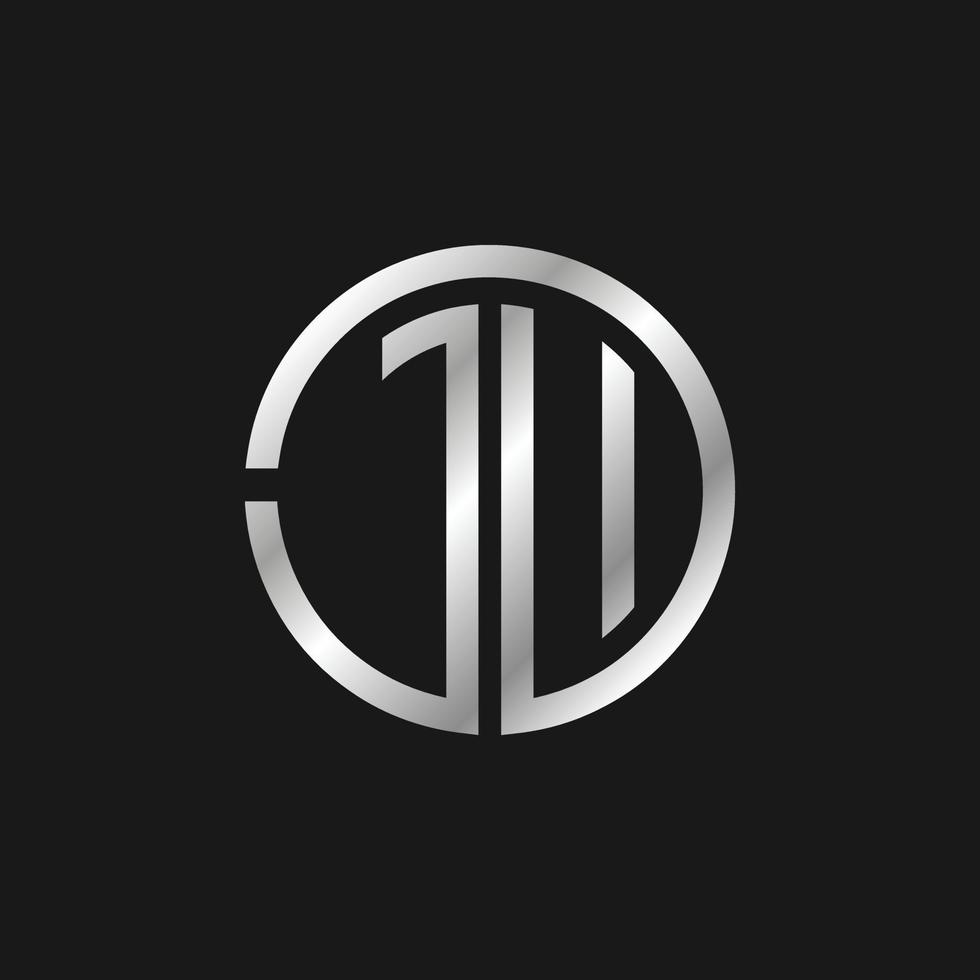 vetor de design de logotipo de círculo jw de letra inicial de luxo prata