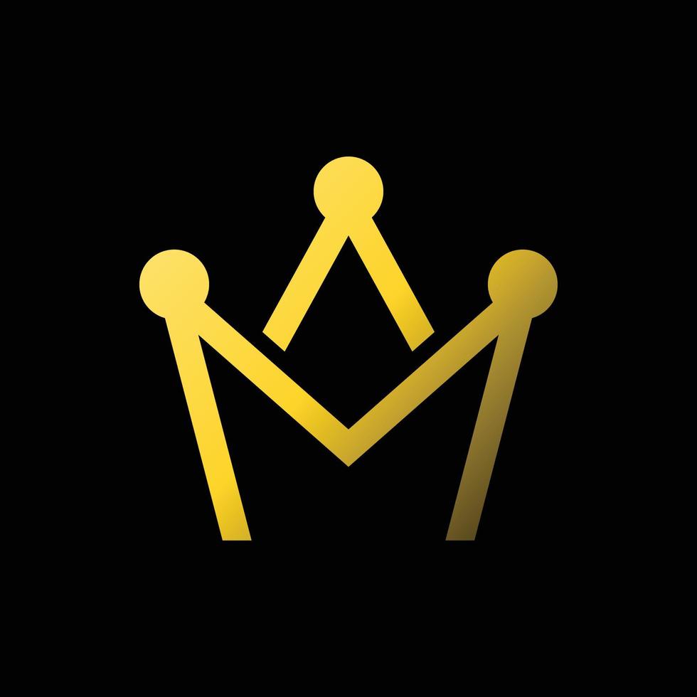 letra inicial m vetor de design de logotipo de coroa real dourada