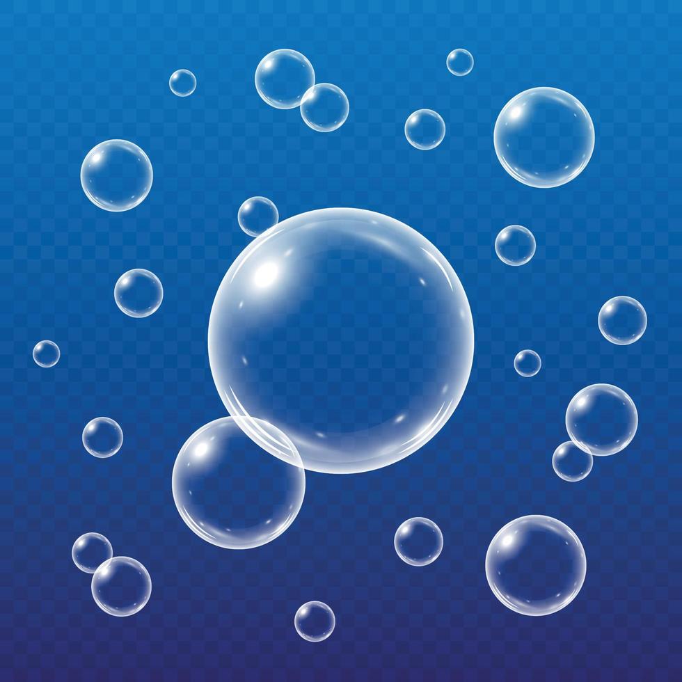 bolhas de água realistas isoladas vetor