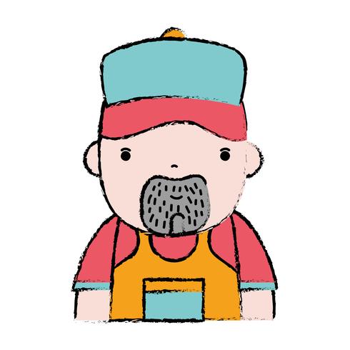 trabalho de encanador de homem de doodle para reparação de serviço vetor