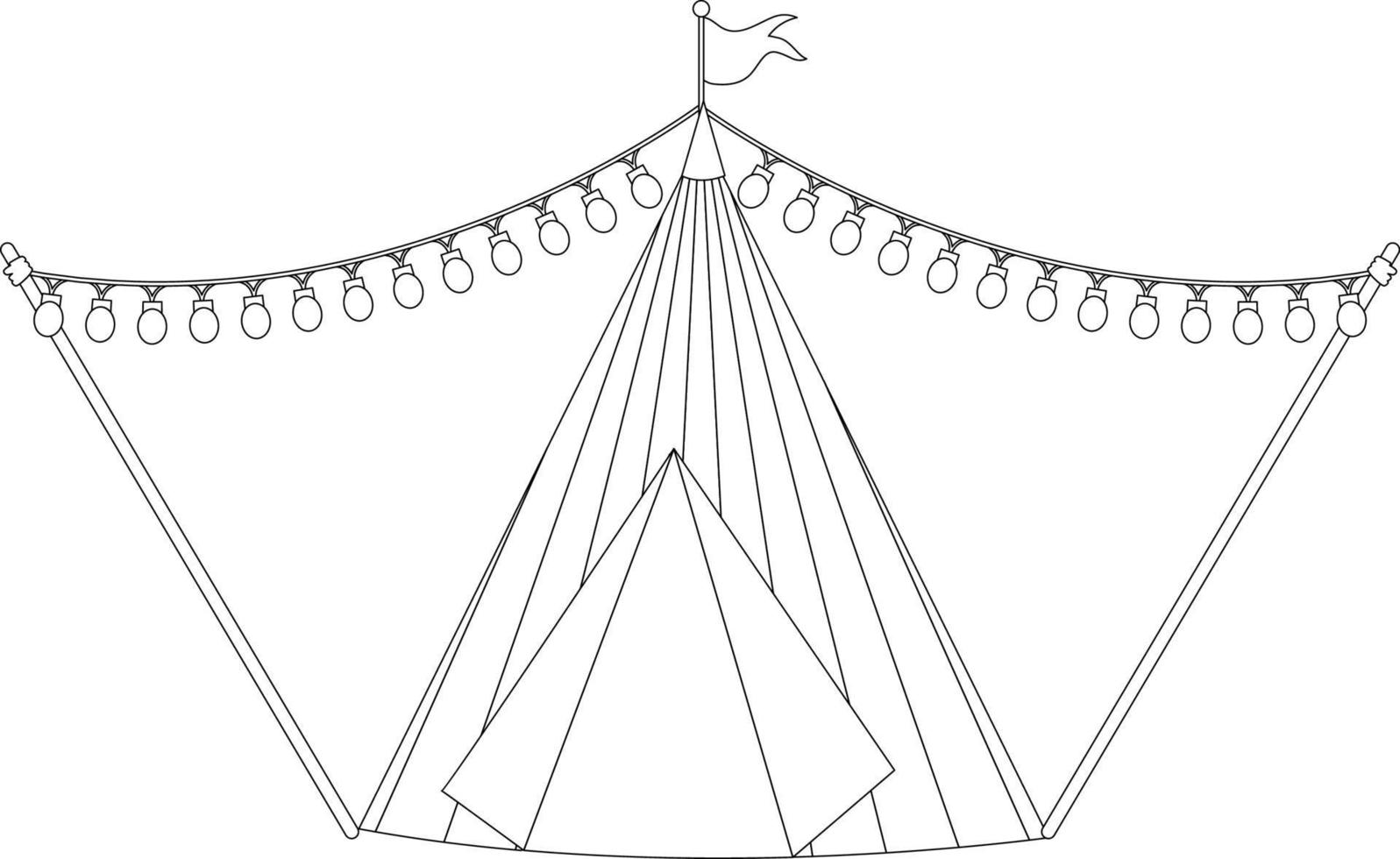 personagem de doodle de tenda preto e branco vetor