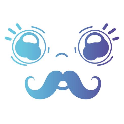 linha kawaii bonito concurso cara com bigode vetor