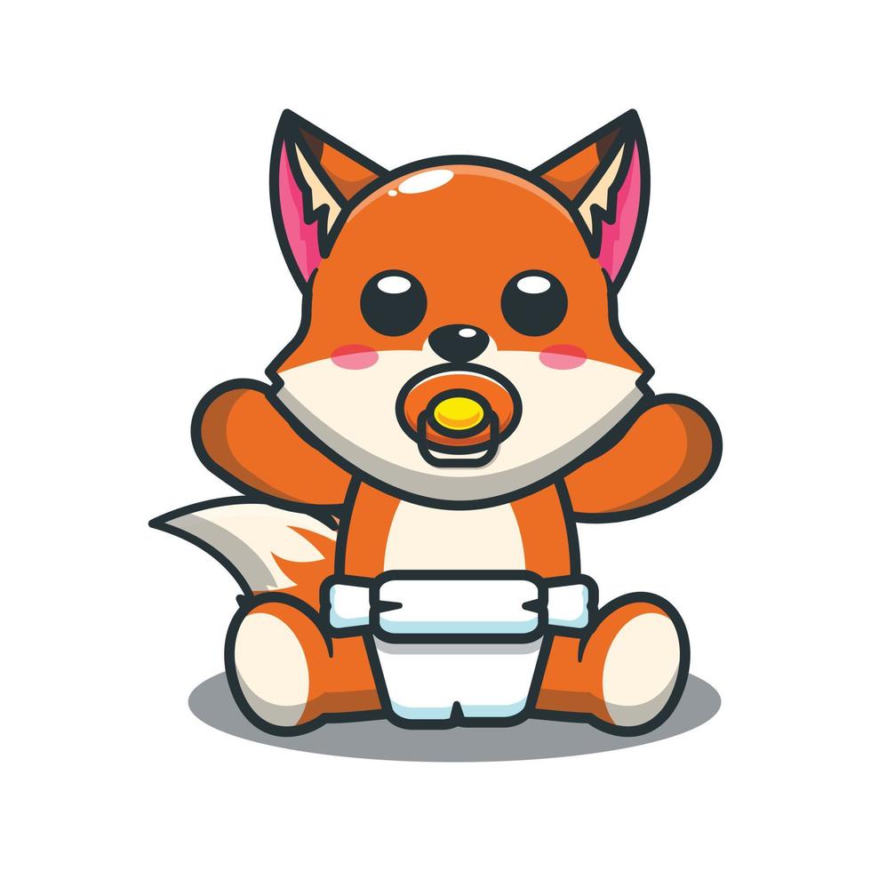 ilustração em vetor de desenho animado de raposa bebê fofo