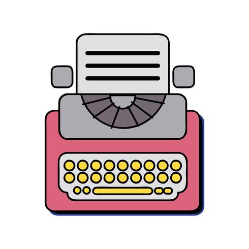 equipamento de máquina de escrever retro com documento de negócios vetor