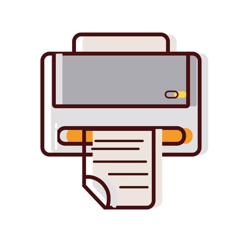 tecnologia de máquina de impressora com documento de negócios vetor