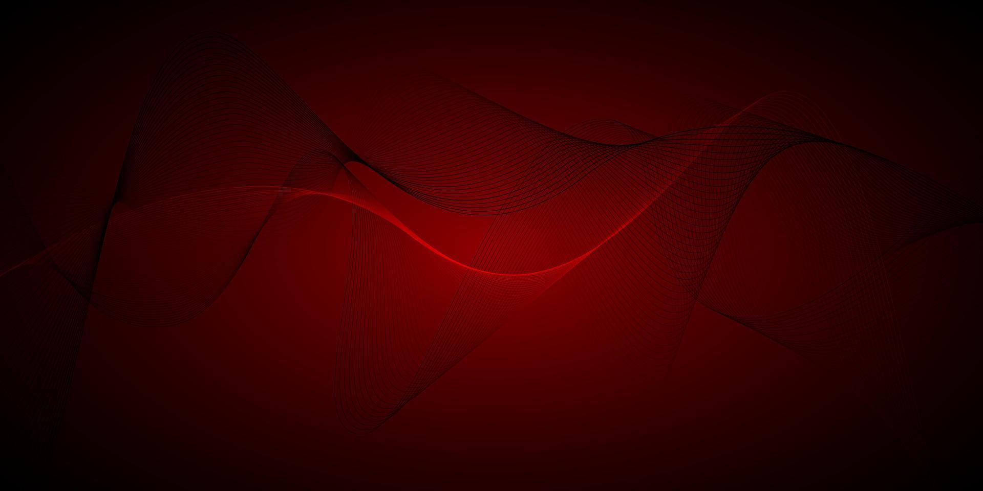 linhas escuras abstratas de fundo vermelho escuro, ondas de brilho, cintilação. vetor