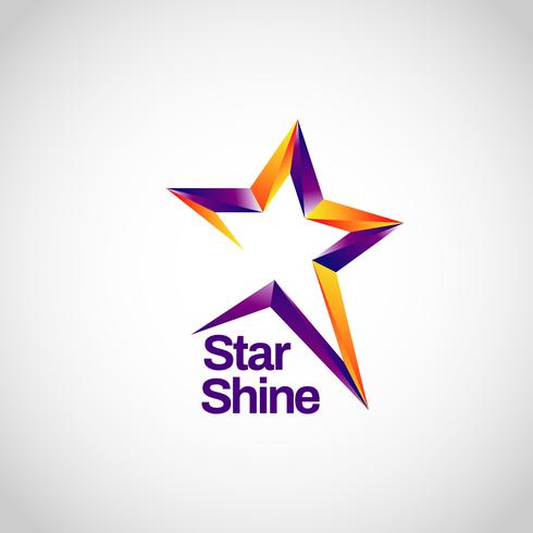 Logotipo da estrela laranja roxo brilhante vetor