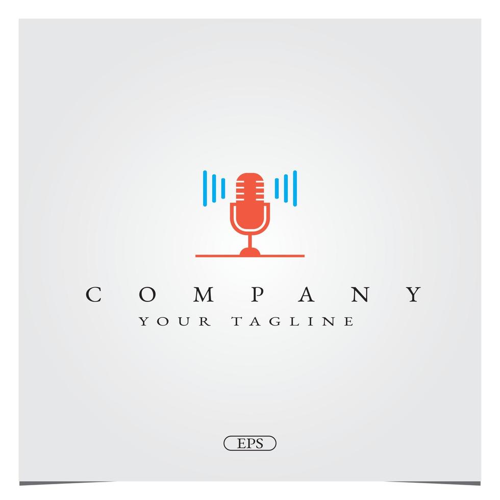 microfone de microfone simples para gravação de rádio podcast com logotipo de design de logotipo de onda sonora modelo elegante premium vetor eps 10