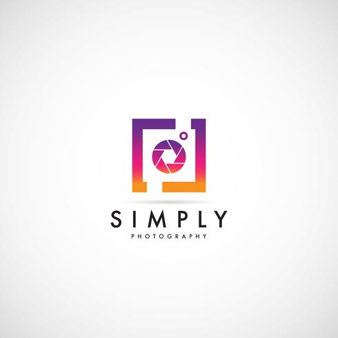 Logotipo simples de fotografia colorida limpa vetor