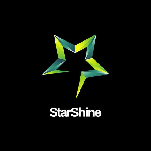 Logotipo da estrela verde brilhante vetor