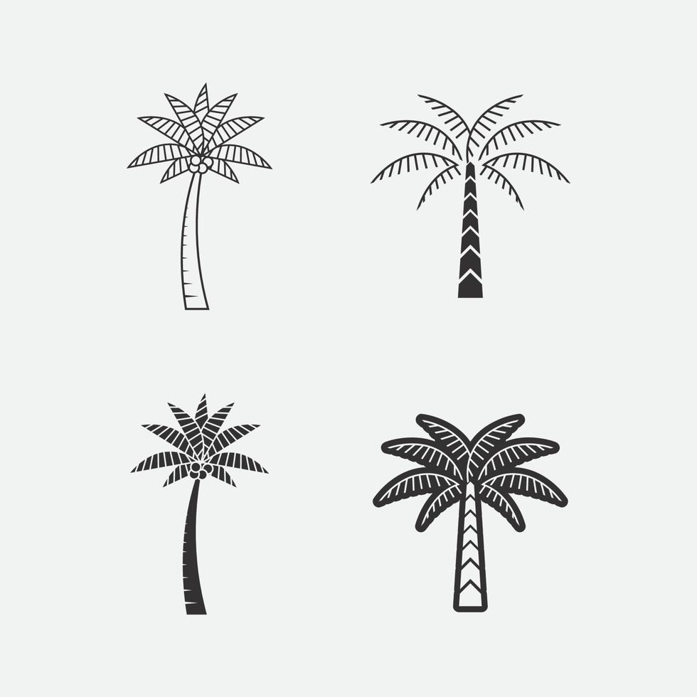 modelo e design de ícone de conjunto de logotipo de verão de palmeira vetor