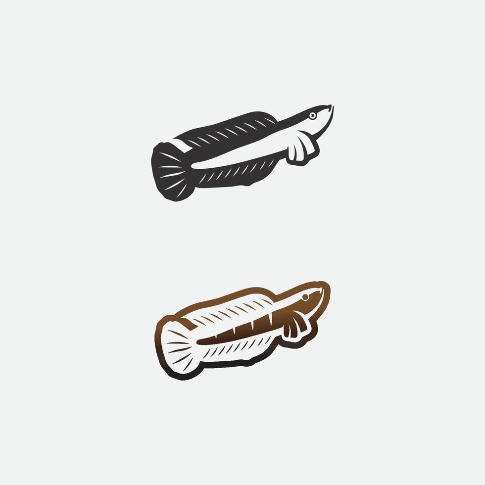 peixe cabeça de cobra channa, peixe predador, design e ilustração subaquáticos de animais vetor