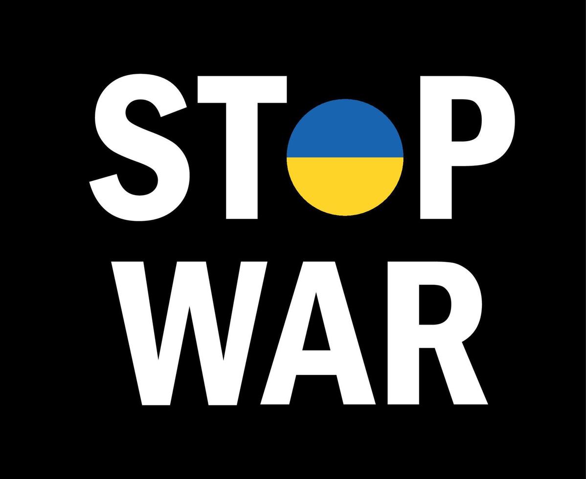 pare a guerra na ucrânia emblema ícone ilustração em vetor símbolo abstrato branco com fundo preto