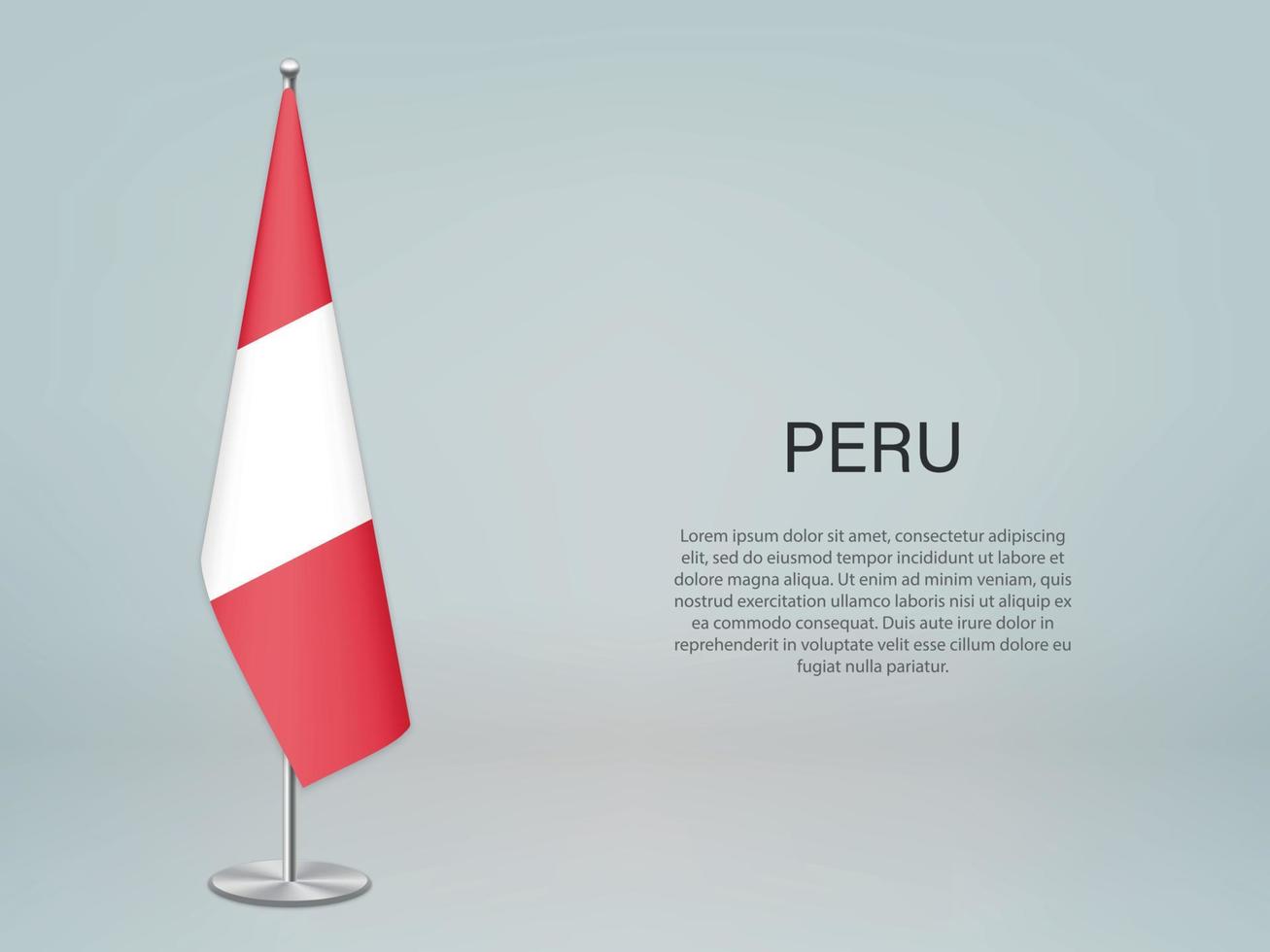 peru pendurando bandeira no stand. modelo de banner de conferência vetor