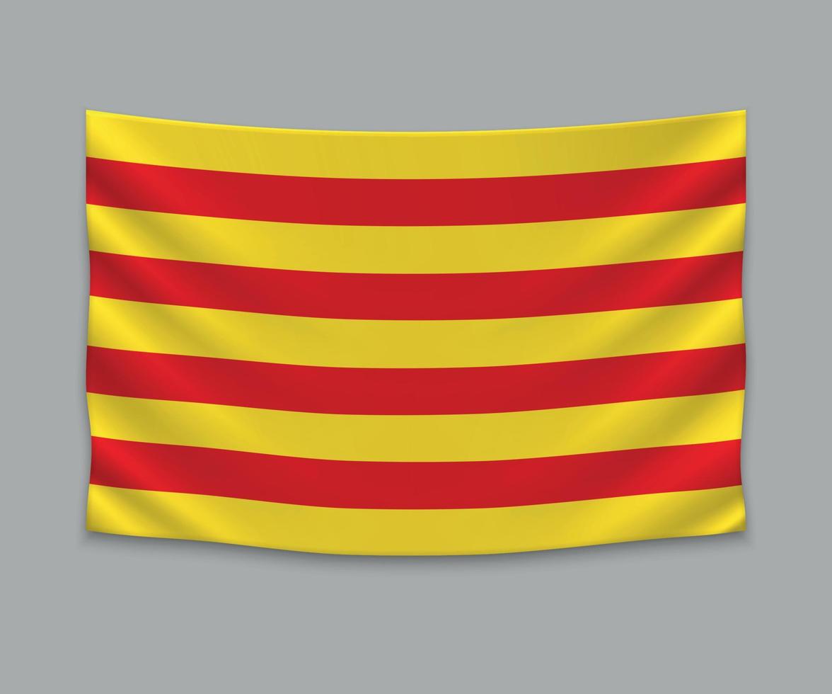 acenando a bandeira da Catalunha em fundo branco vetor