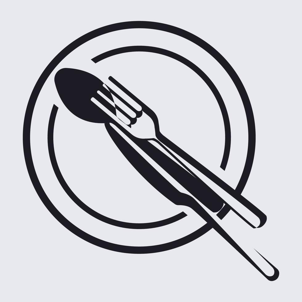 ilustração vetorial de ícone de prato, faca, garfo e colher vetor