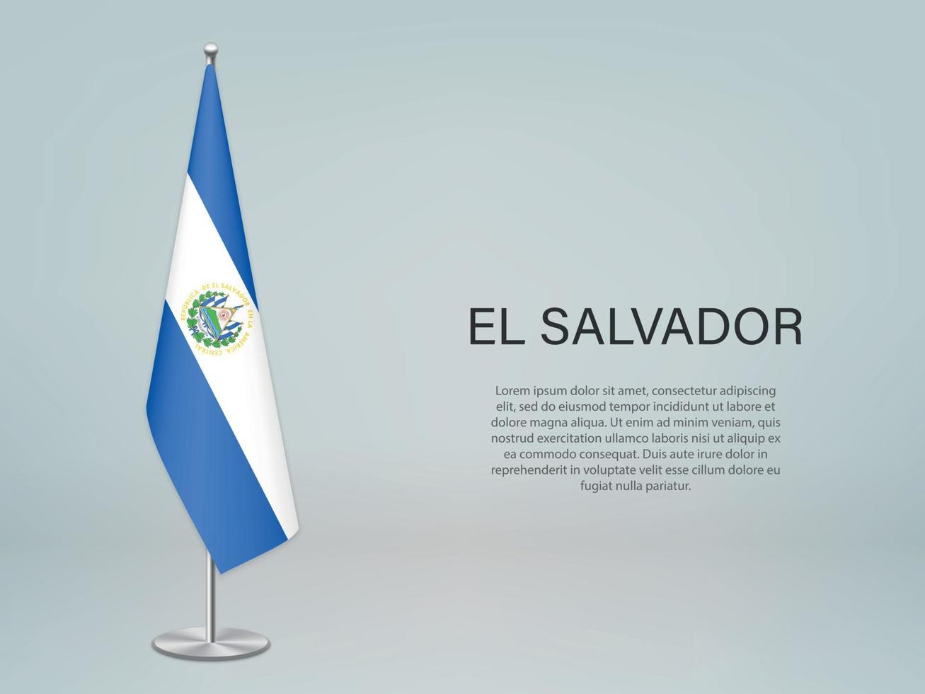 el salvador pendurando bandeira no stand. modelo de banner de conferência vetor