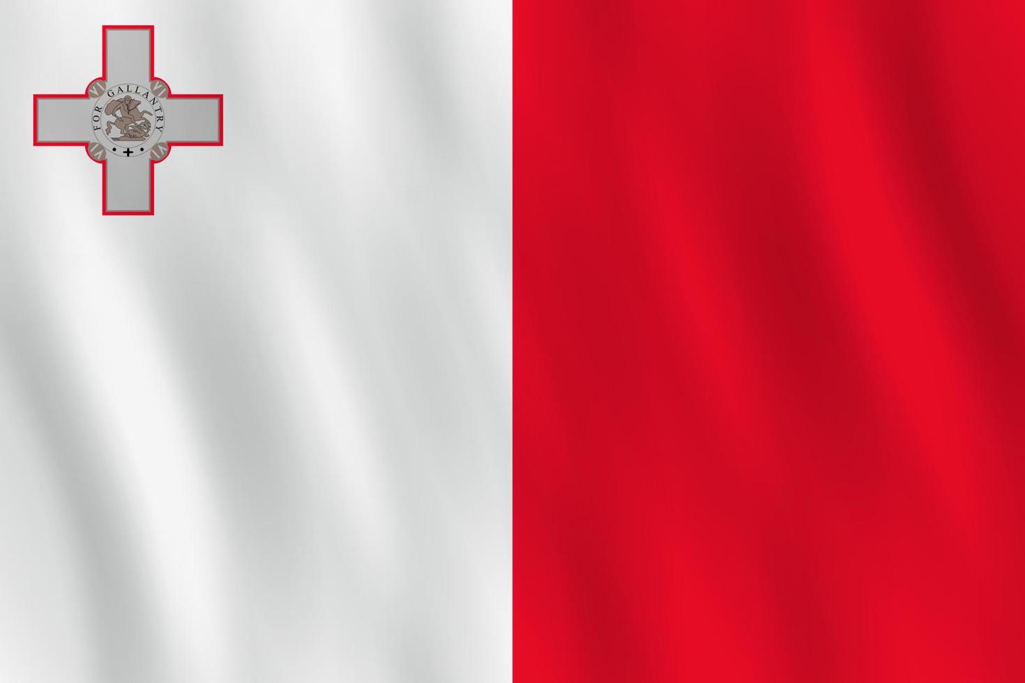 bandeira de malta com efeito ondulado, proporção oficial. vetor