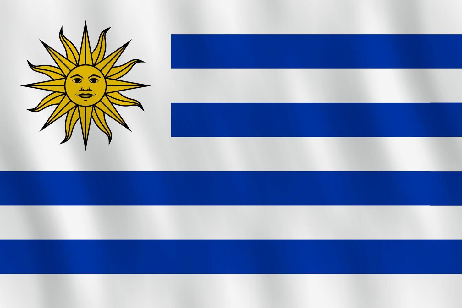 bandeira do uruguai com efeito ondulado, proporção oficial. vetor