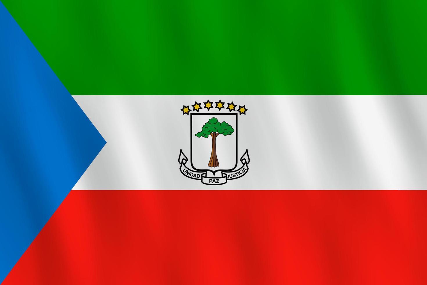 bandeira da guiné equatorial com efeito ondulado, proporção oficial. vetor