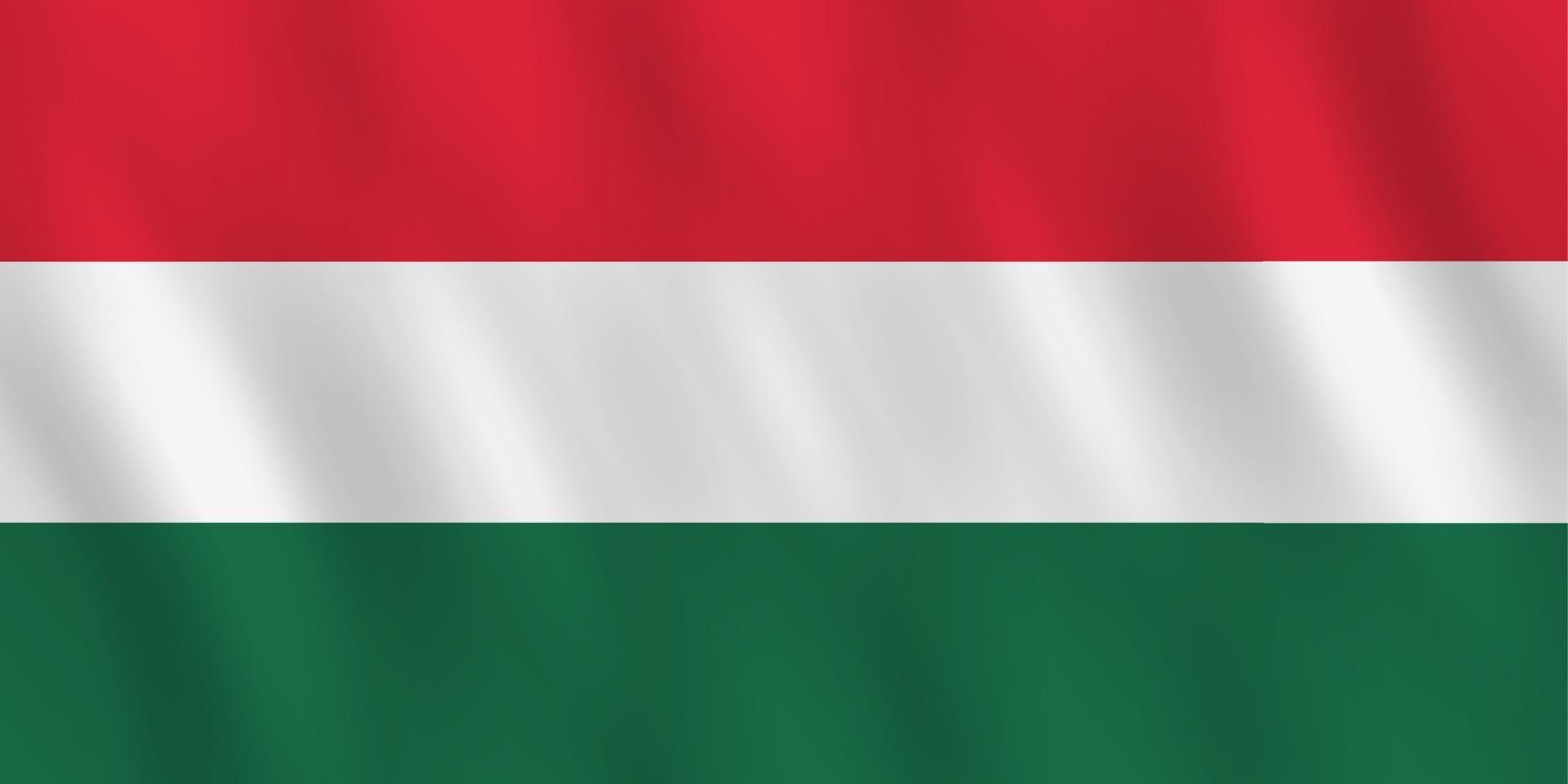 bandeira da Hungria com efeito de ondulação, proporção oficial. vetor