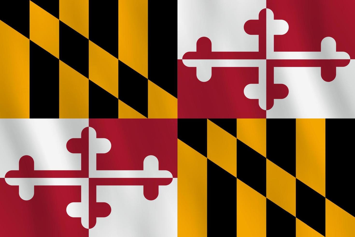 bandeira do estado de maryland nos eua com efeito de ondulação, proporção oficial. vetor