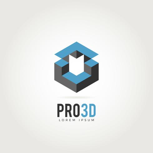 Logotipo de arquiteto 3D abstrato vetor