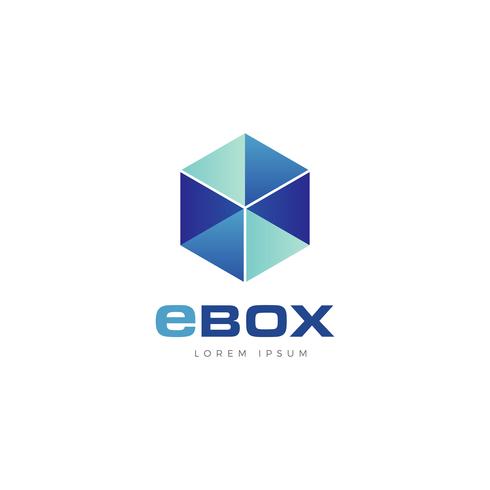 Logotipo do cubo azul vetor