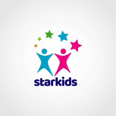 Logotipo colorido dos miúdos da estrela vetor