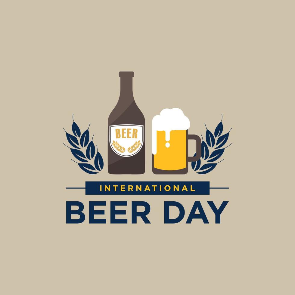 ilustração de design de vetor de dia internacional da cerveja. cerveja, garrafa, aplausos, vetor premium de festa
