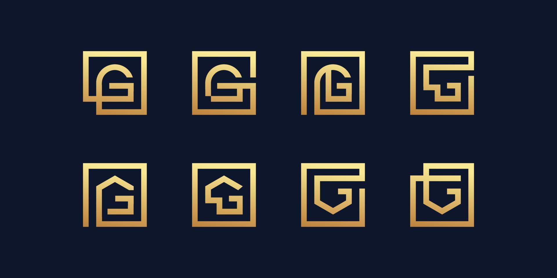 conjunto de coleção de logotipo da letra g com vetor premium de estilo dourado
