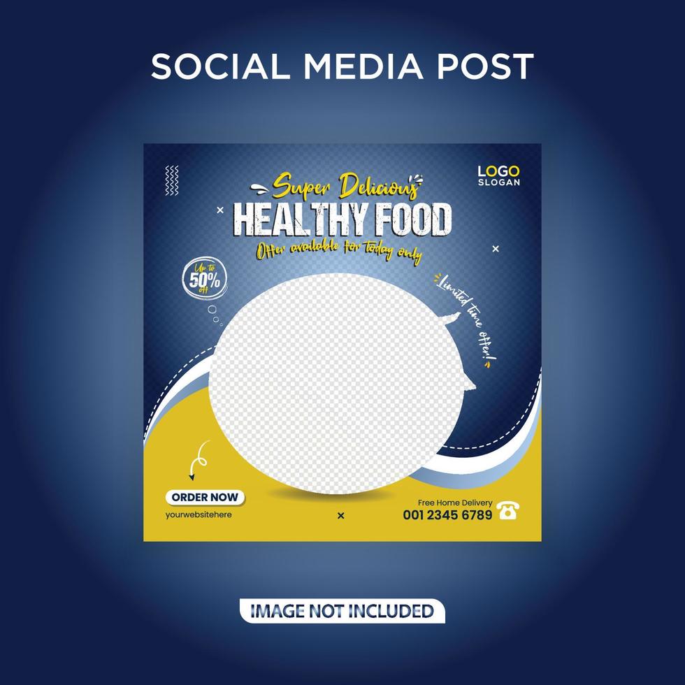 modelo de postagem de banner de mídia social de comida super saudável vetor