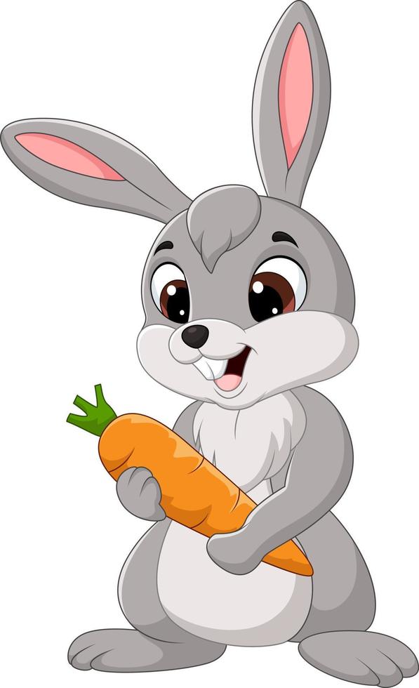 coelho de desenho animado segurando uma cenoura vetor