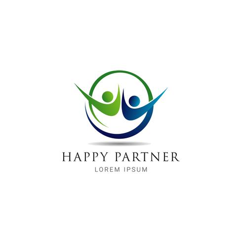 Logotipo simples e feliz do parceiro vetor