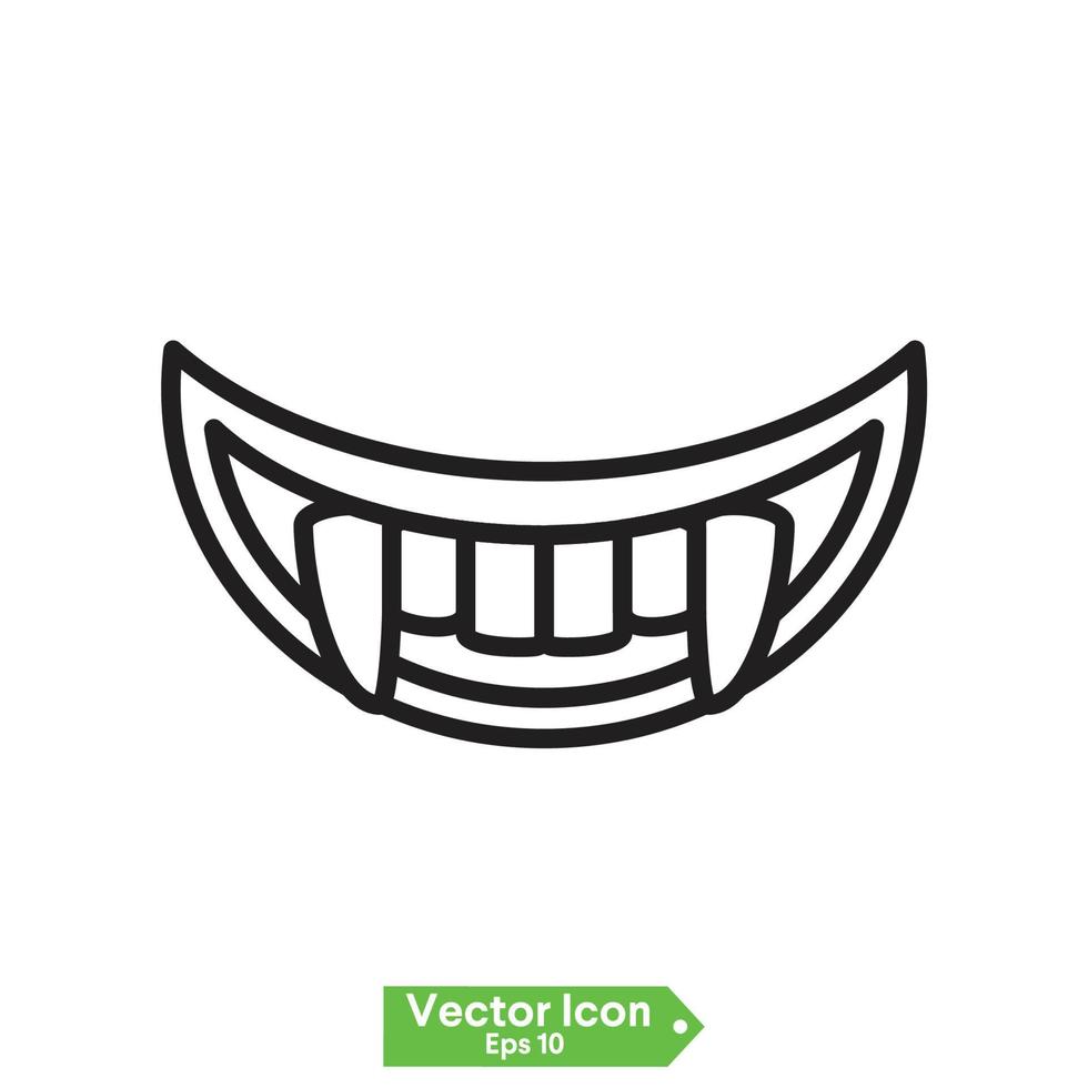 dentes e lábios de vampiro para o halloween. desenho vetorial conjunto isolado em um fundo branco. vetor